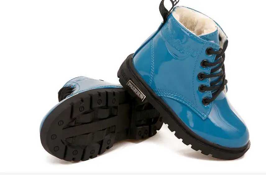 Winter Children Shoes PU Leather Waterproof new Boots Kids Snow Boots Plus velvet to keep warm Girls Boys Rubber boots Fashion M240906