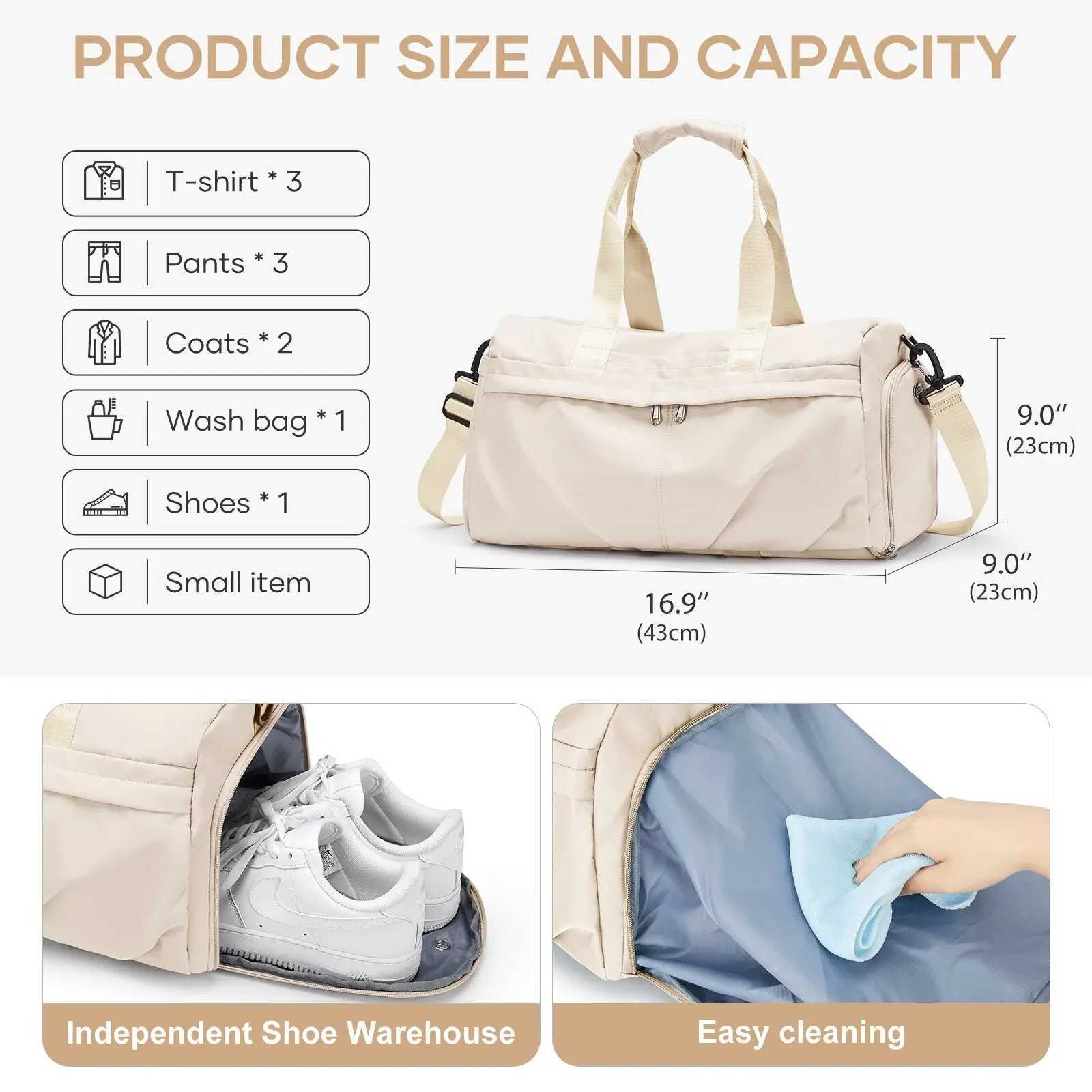 Likros womens fitness bag yoga exercise bag handbag waterproof small travel bag hospital travel bag weekend bag W240906