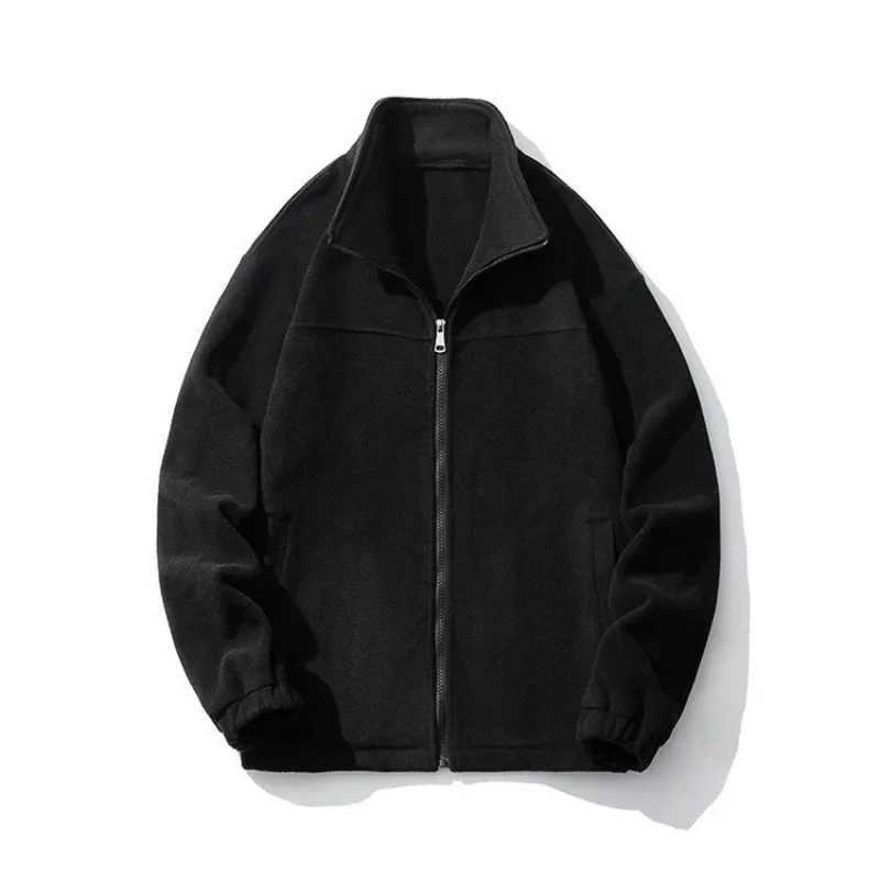 2023 Autumn/Winter Mens New Grain Fleece Jacket Mens Casual Standing Collar Windproof Sweater Jacket Y240906