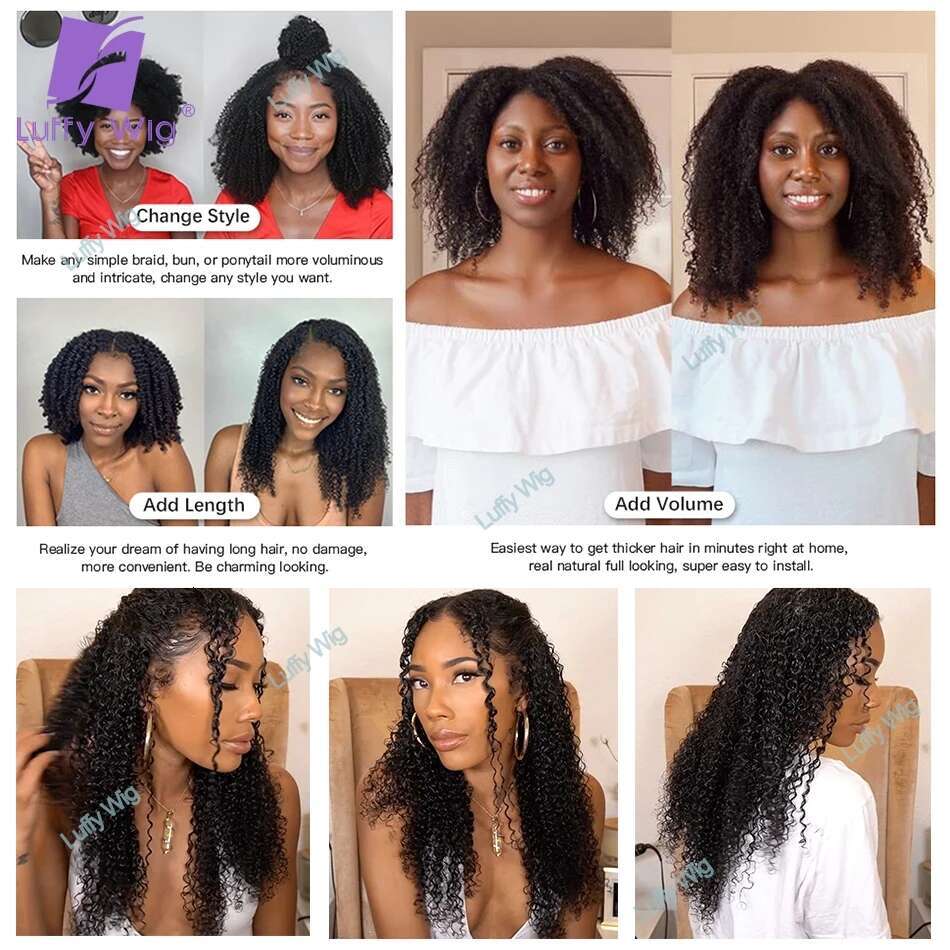 Seamless PU In Extensions Human Brazilian 3C 4A Afro Kinky Curly Hair Bundles Skin Weft Clip Ins Extension 100G