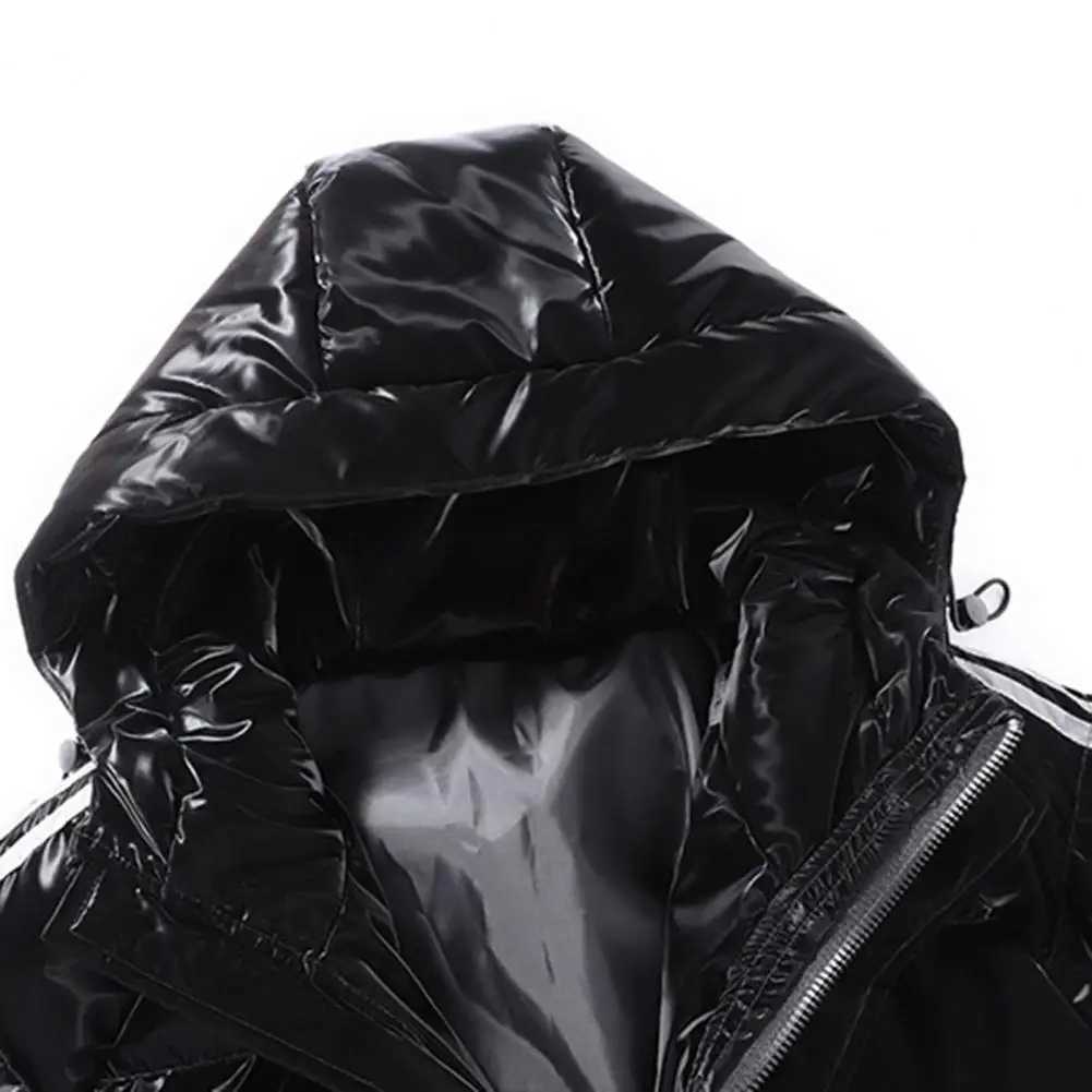 Men Jacket Shiny Cotton-padded Mens Graffiti Mens Bread Clothes Fashion Hooded Windproof Winter Cotton Padded Windbreaker M240906