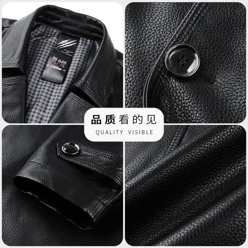 2024 High Quality Fashion Trend Banquet Autumn and Winter Long Leather Trench Coat Mens Business Handsome 240905
