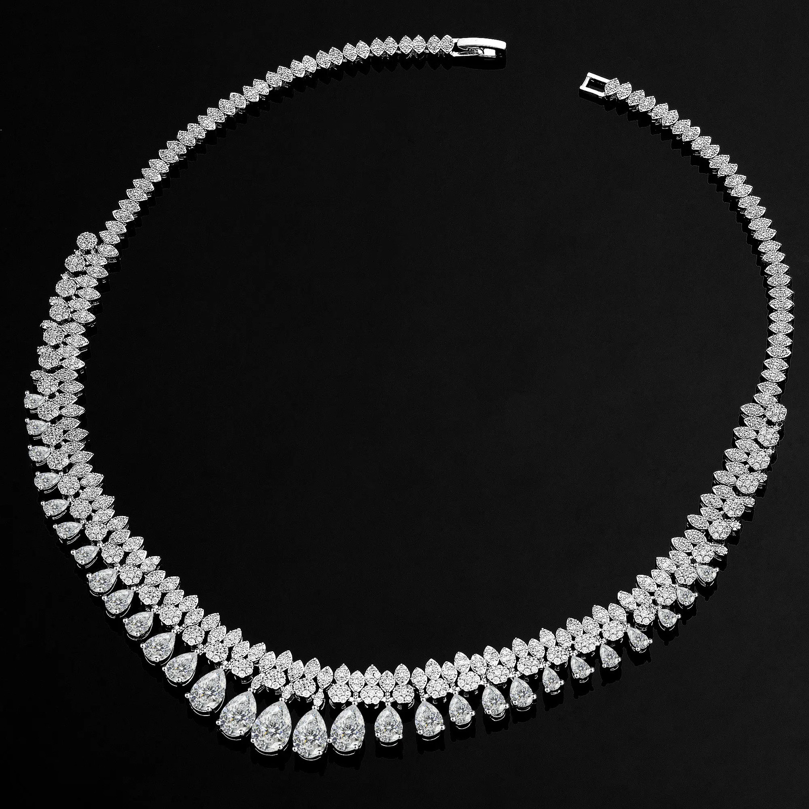 White Cubic Zirconia Bridal Jewelry Set Bridal Accessories Tassel Water Drop Necklace Earrings 4-piece Set for Wedding Parties 240906