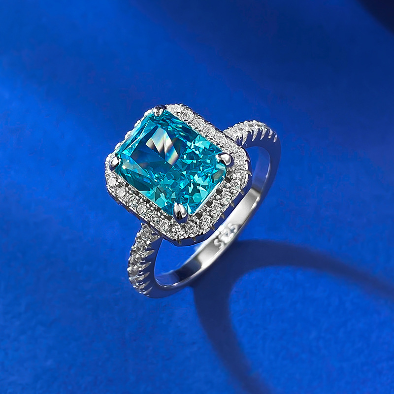 Unique Aquamarine Moissanite Rings | Pure Sterg Sier Bridal Gift