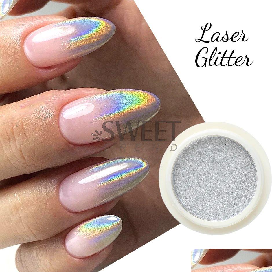 Dryers Holographic Chrome Solid Nails Powder Laser Metallic Glitter Rubbing Dust Sier Blue Pigment Iridescent Accessories Decoratio Otjo6