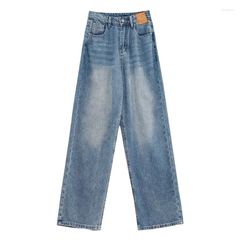 Fashionable Women's Wide Leg Jeans: Versatile High-Waisted Distressed Britches