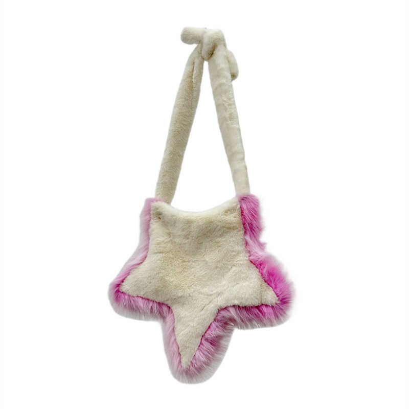 plush bag five pointed star plush bag millennium autumn and winter sweet cool girl niche design y2k casual crossbody bag 240915