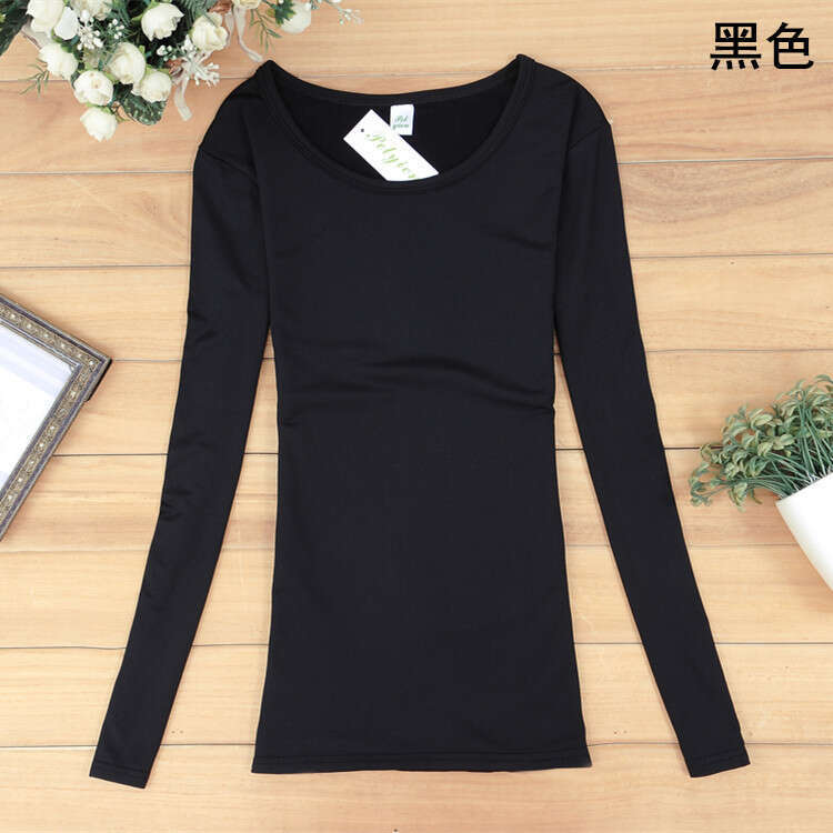Autumn warm base shirt solid color womens long sleeved T-shirt clothing clothes