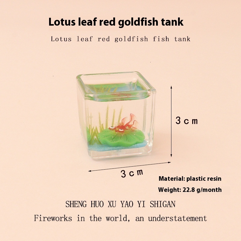 Miniature simulation mini square water grass lotus leaf cute goldfish fish tank baby house scene accessories home decoration ornaments