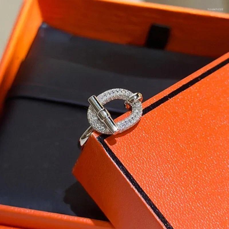 Stud Earrings European American Luxury Ring Full Diamonds Ot Link High-end Feel Carbon Large Q Ins