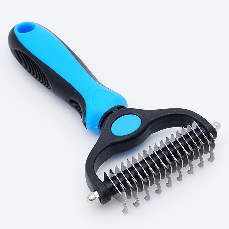 Pet supplies Stainless steel double-sided knot rake comb cat and dog comb cleaning beauty hair removal comb knot comb durable and convenient suitable 