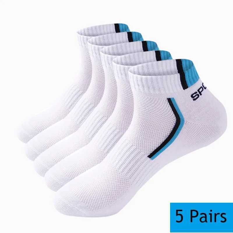 10 pieces=5 pairs/batch Summer cotton mens short socks Fashion breathable boat socks Comfortable casual mens white socks Hot selling W240905