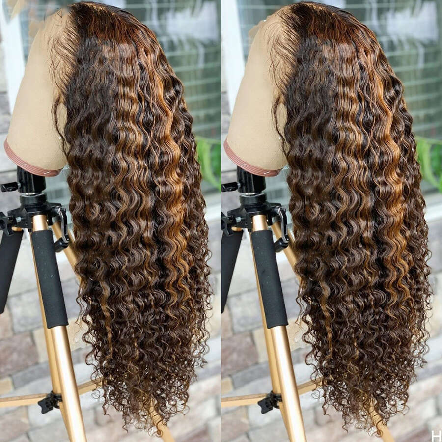 Highlight Blonde 26 Inches Long 180%Density Glueless Kinky Curly Preplucked Lace Front With Babyhair Synthetic Daily Wig