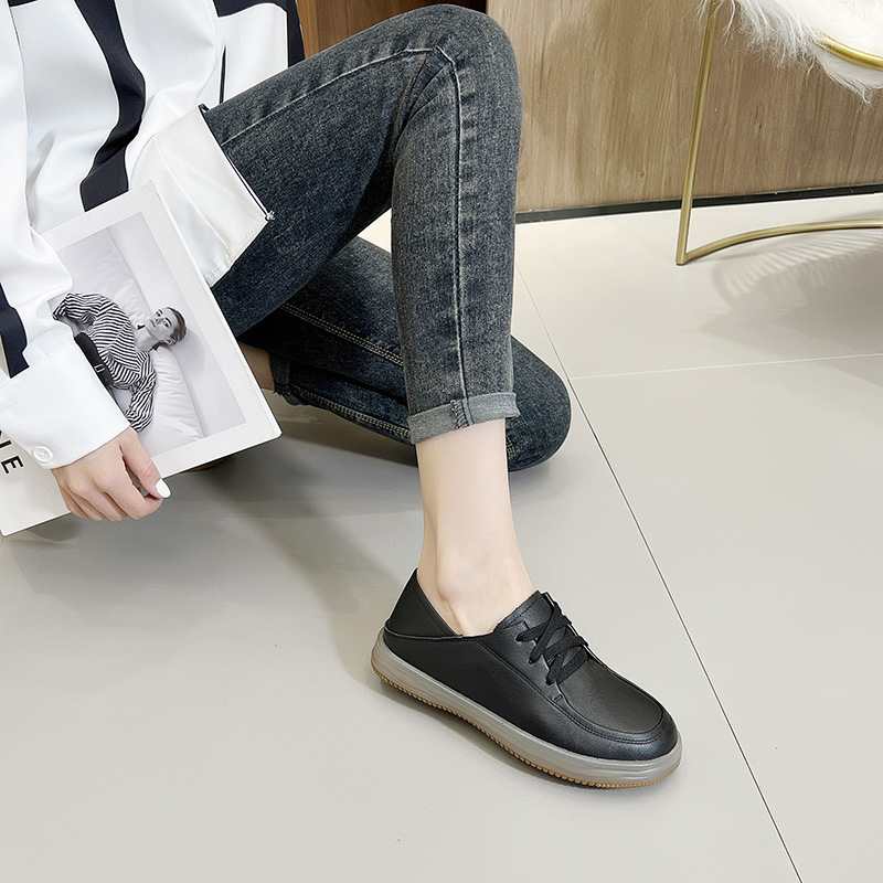 Head layer cowhide small white shoes women 2024 new soft bottom soft surface shoes flat casual shoes