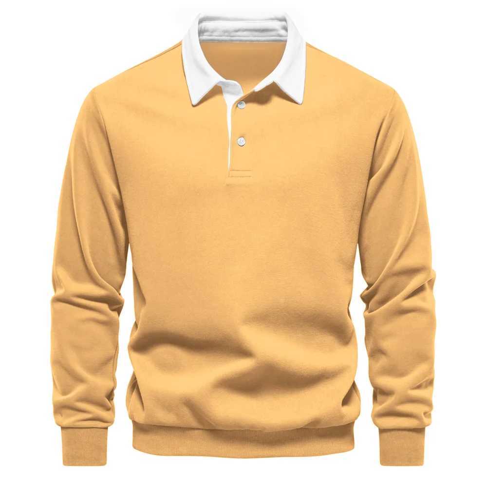 2024 Spring Fashion Quality Cotton Design Polo Neck Sweatshirts for Men Casual Social Wear Long Sleeves Mens New In SweatshirtsXJ240906