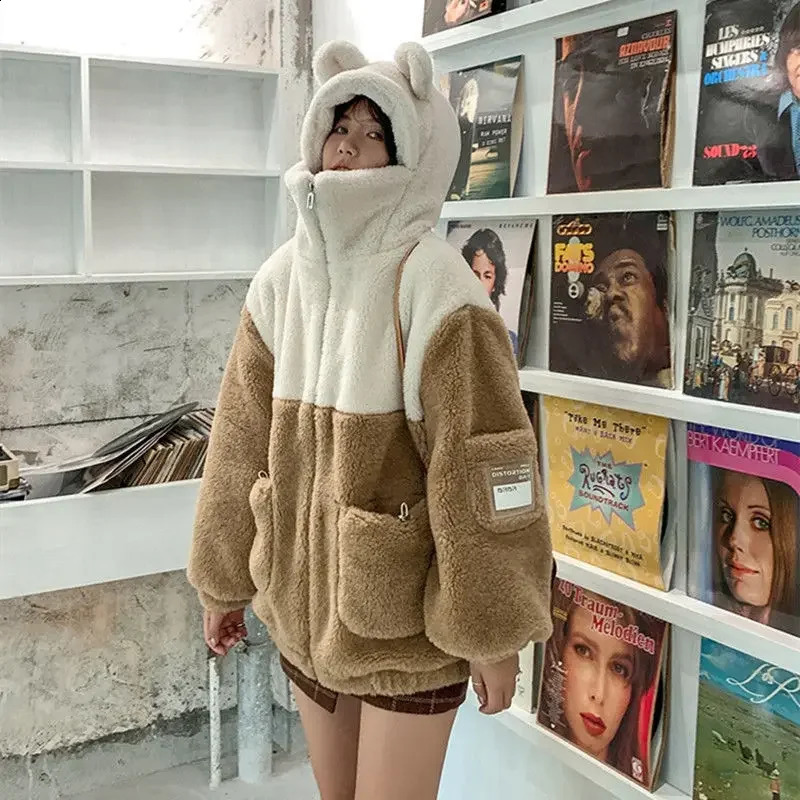 Cashmere coat womens winter clothing Y2K student Japanese soft girl cute with velvet thick hooded sweater for sale 240905