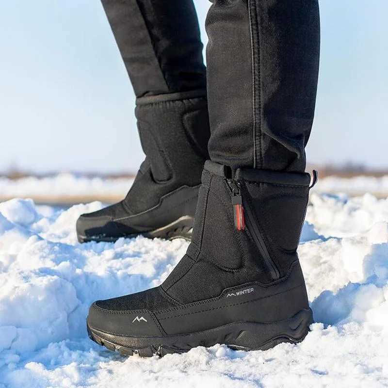 Winter Kids Hiking Boots Couple Snow Boots Plush Warm Cotton Shoes Side Zipper Outdoor Casual Parent-child Snowboots Size 32-45 M240906