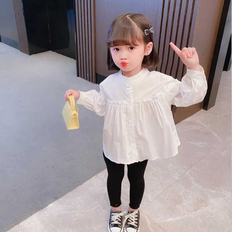 Girls Shirt Spring And Autumn Clothing Loose Style Children Travel Casual Base Shirt Kids Comfortable Cotton Thin Button Top Y240906