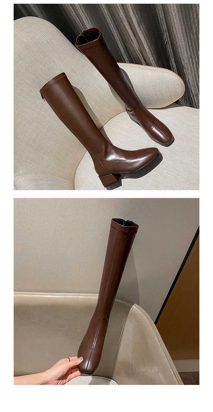 Long Tube Boots For Women Martin Boots Slimmer Winter New Style Fashion Boots Height Slim Boots High Tube Thick Heel Knight Boots 240826