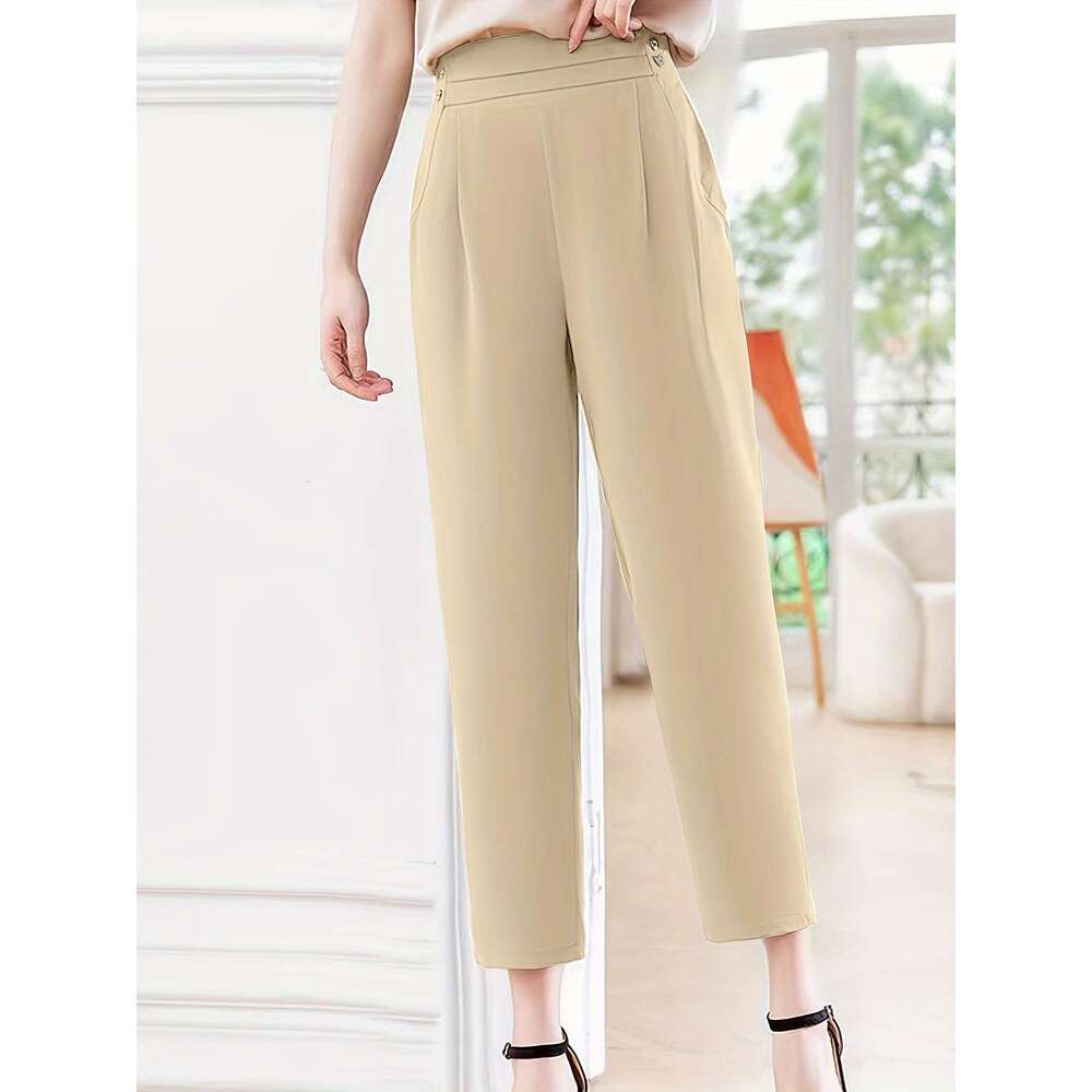 2024 Waist Casual Solid Color Smoke Tube Elastic Summer Clothing Small Foot Nine Point New Women's Pants