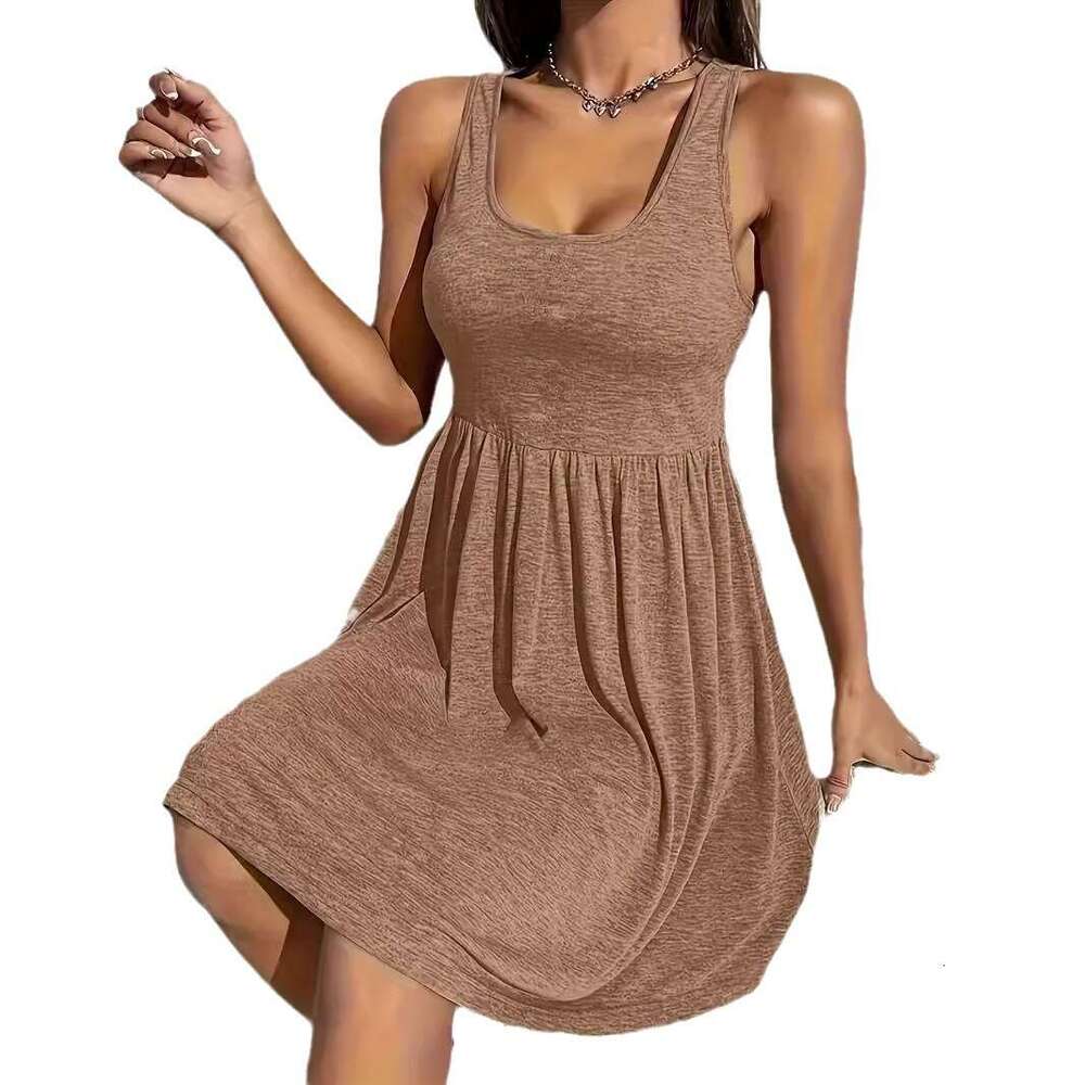 2024 Shein Women's Summer Casual Simple Decorative Tank Top Dress