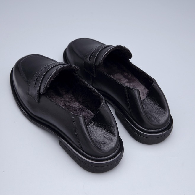 Genuine leather small leather shoes female 2024 new four seasons single shoes versatile square head thick with
