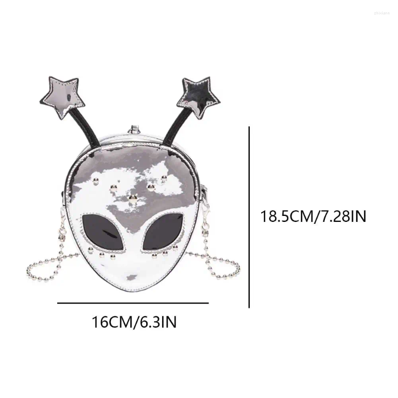 2025 NEW Shoulder Bags Alien Pattern Bag For Women PU Leather Halloween Purse Girls Chain Crossbody Messenger Female Chic zhanyishengli