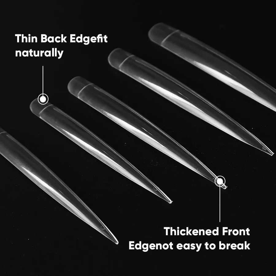 24 pieces of ultra long high-heeled acrylic fake nails with a 9cm transparent pressing tip professional DIY nail art finger processing tool for fake n