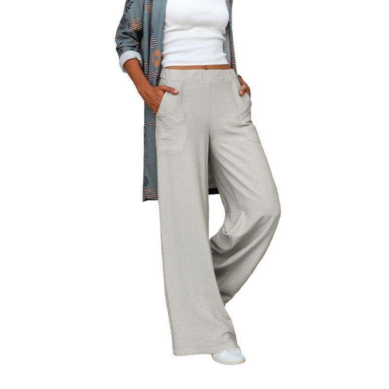 2024 autumn/winter oversized women's draped casual pants, solid color elastic waist loose wide leg pants