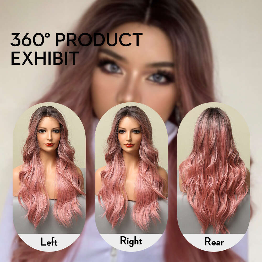 Charmsoure Pink Body Wave Front Wig Cospaly Daily Natural Women's Heat Resistance Synthetic Lace Wigs