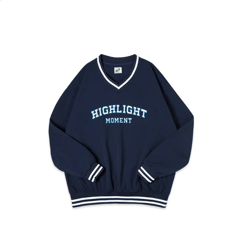 Maden Casual Hoodie V-neck Baseball Embroidered Letter Oversize Sweatshirts Vintage Long Sleeve Korean Fashion Streetwear 240906