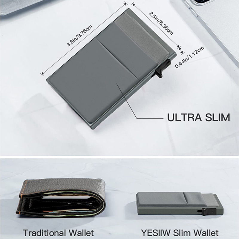 Men's Aluminum Alloy RFID Side Push Card Box - Secure Metal Bank Card Holder