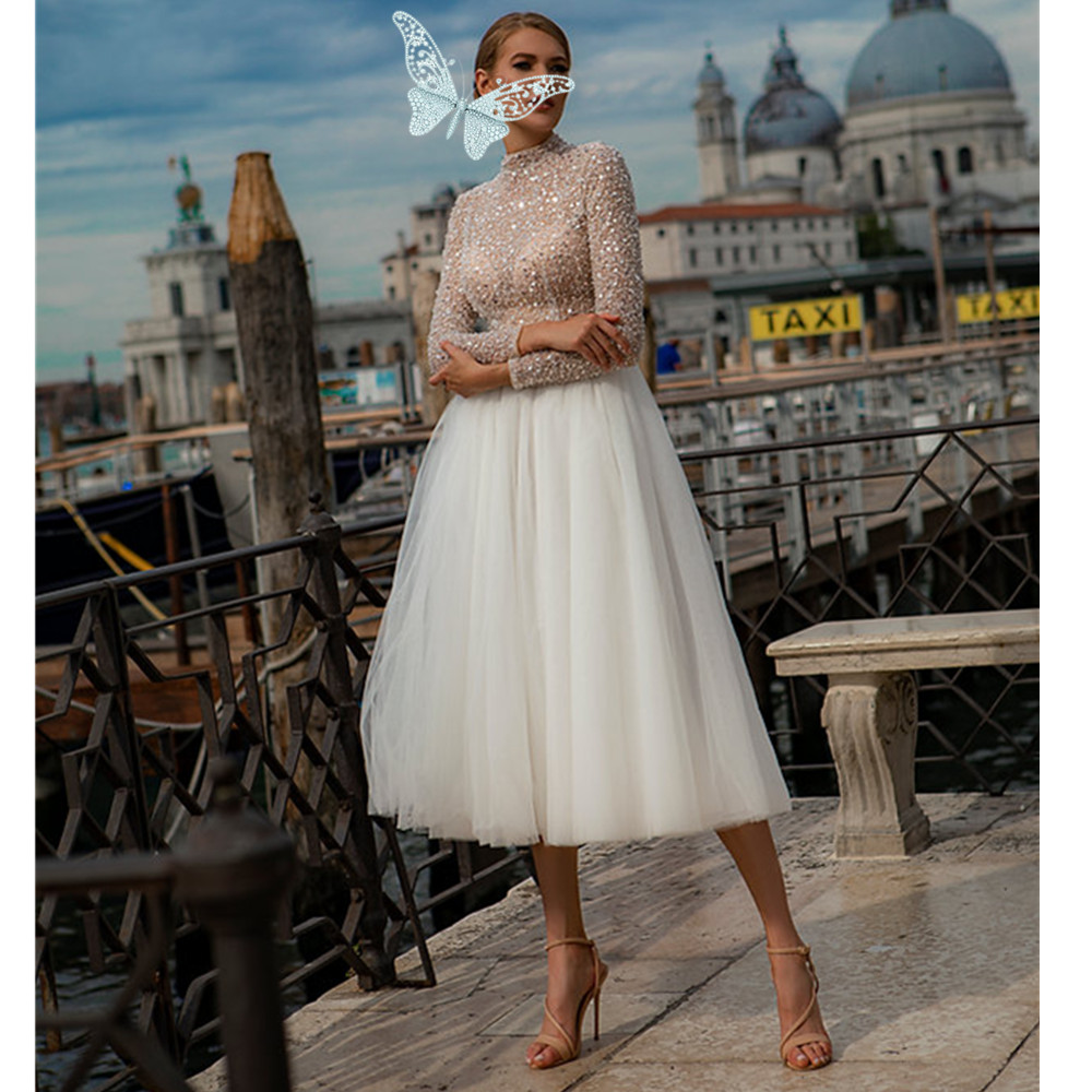 New Illusion Bodice Wedding Dress Off Shoulder Applique Satin Bridal Gowns With Sweep Train Beading Sequins Lace Vestidos De Novia 02