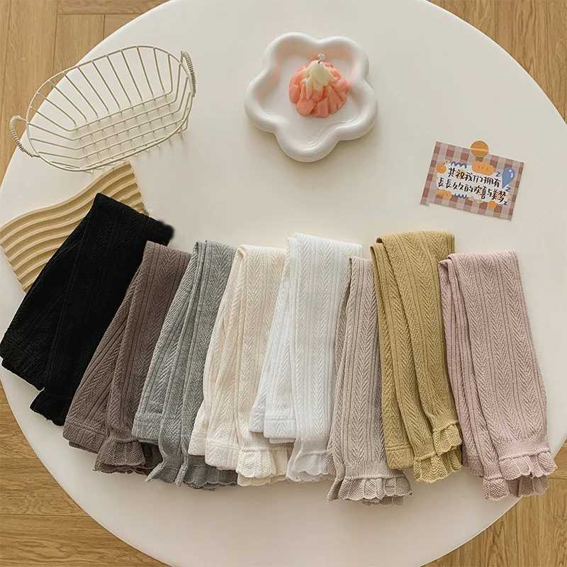2023 Autumn Baby Girls Leggings Ribbed Pants Cotton Solid Ruffle Toddler Kid Leggings Striped Casual Pants Kids Outfits Trousers Y240906