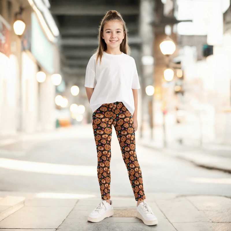 Children Girls Leggings Halloween Bottom Pants Toddler Baby Casual Trousers Kids Pumpkin Stripe Print Pants Elastic Tights 4-10Y Y240906