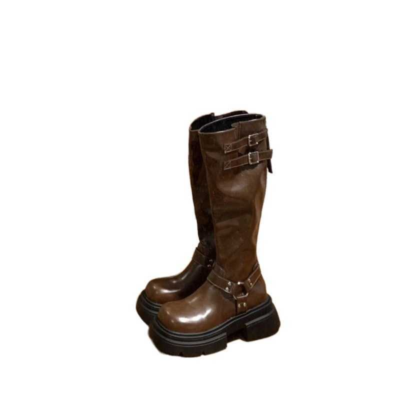 Long Fashion Boots Womens Thick Soled Martin Boots Autumn Winter Versatile And Slimming Western Knight Boots 240826