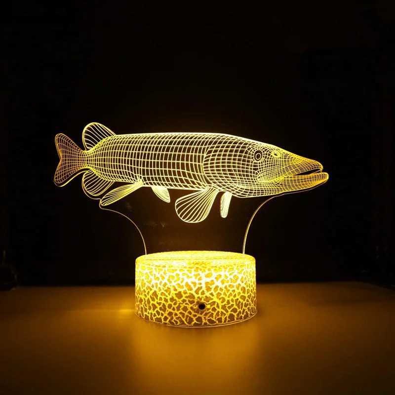 Nighdn Acrylic Fish 3D Lighting Table Light LED 7-Color Change Night Light Gift Childrens Sleep Light Bedroom Decoration W240816