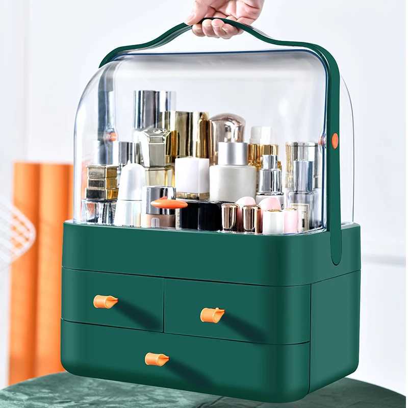 1pc Cosmetics Receiving Box Dust-Proof Desktop Makeup Organizer with Drawer for Skin Care Products Household Storage Box Shelf Y240906