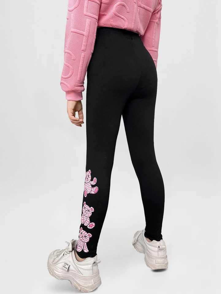 7-14Y Girls Trousers Leggings Cheap Sports Print Fashion Kids Clothes Y240906