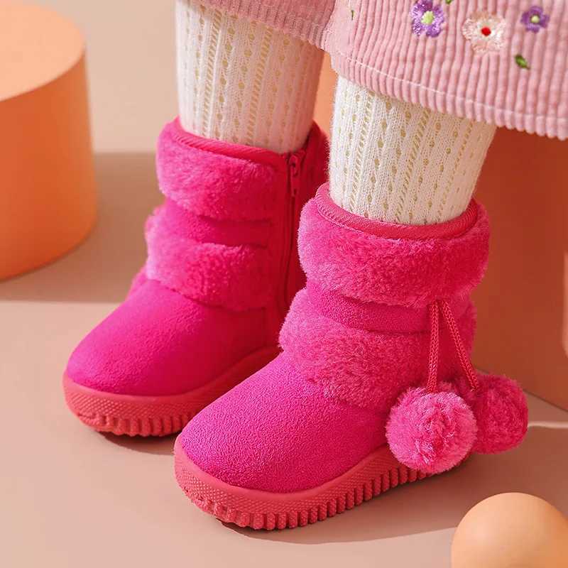 Botas Para Nia Kid Snow Boot Winter Plush Boy Girl Cotton Shoe Warm Zipper Short Ankle Boot High Top Child Padded Boot Kid Shoe M240906