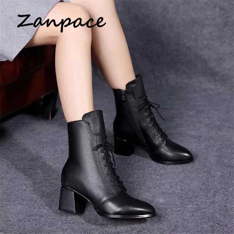 2021 New Leather Womens Boots Thick Veet PU Womens Shoes Womens High Heels Cotton Warm Winter Boots Zapatos De Mujer CL240906