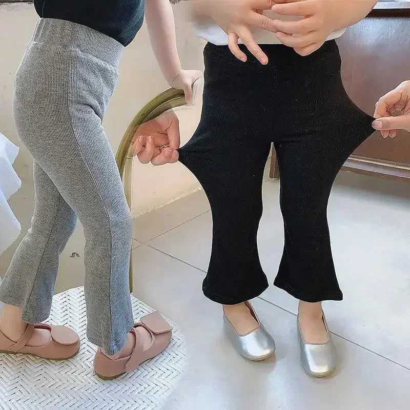 Children Girls Bell-bottom Trousers Skinny Pants Kids Leggings Spring Autumn Thin Type Flare Trousers Kids Slim-fit Pants Capris Y240906