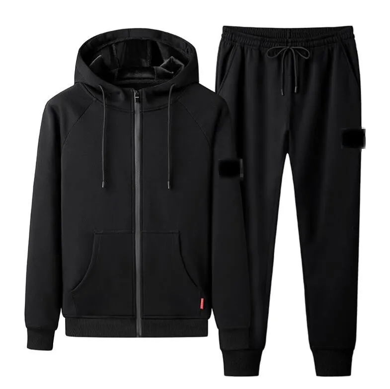 Spring and Autumn Tracksuits Stone Fashion Classic Island Jacket Solid Casual Sports Suit Is Land Men's Two Piece Hooded Zipper Top
