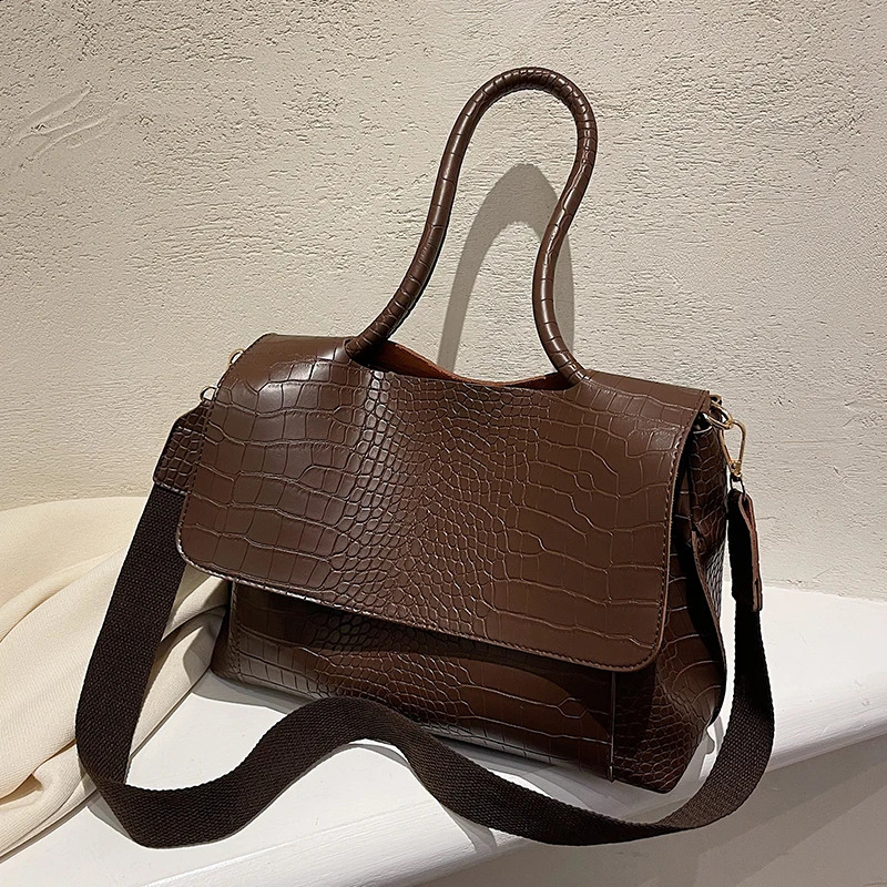 Fashionable womens leather briefcase large capacity lightweight textured office bag fashionable executive 240906