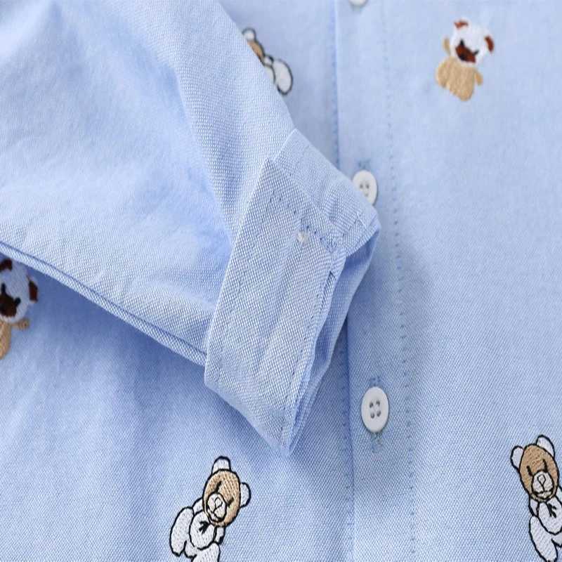 Childrens Cartoon Shirts 2023 Spring Autumn Baby Lapel Blouse Korean Version Kids Full Print Boys Long Sleeves Cotton Shirt Y240906