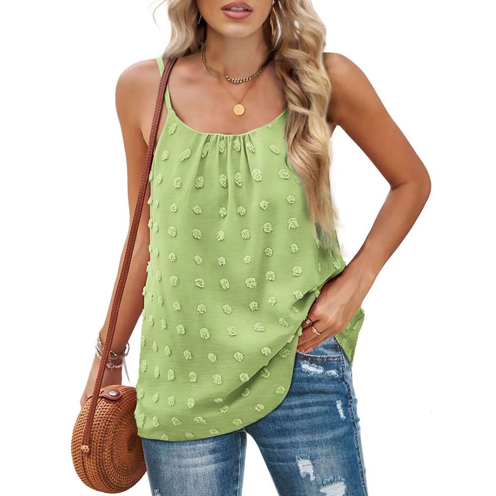 2024 new round neck jacquard sleeveless adjustable camisole women's vest