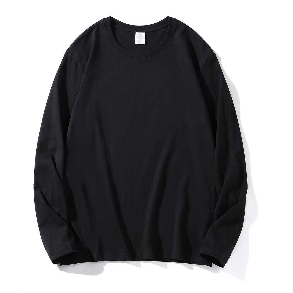 Cotton long sleeved T-shirt women loose layering for autumn winter bottom layer shirt solid color mens and womens top T