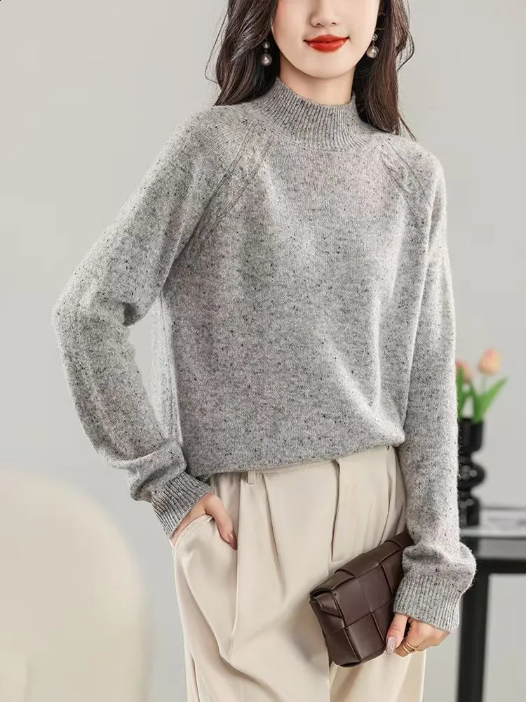 Minimalism and low silhouette 100% cashmere Consenee color dot code series basic age reducing sweet weight loss sweaters 240905