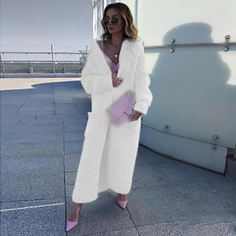 Winter clothing womens solid collar long sleeved jacket knitted cardigan top thick sweater 240905