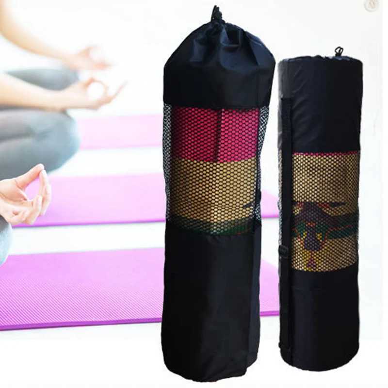 New black yoga backpack yoga mat bag waterproof backpack nylon Pilates carrier mesh adjustable belt W240906